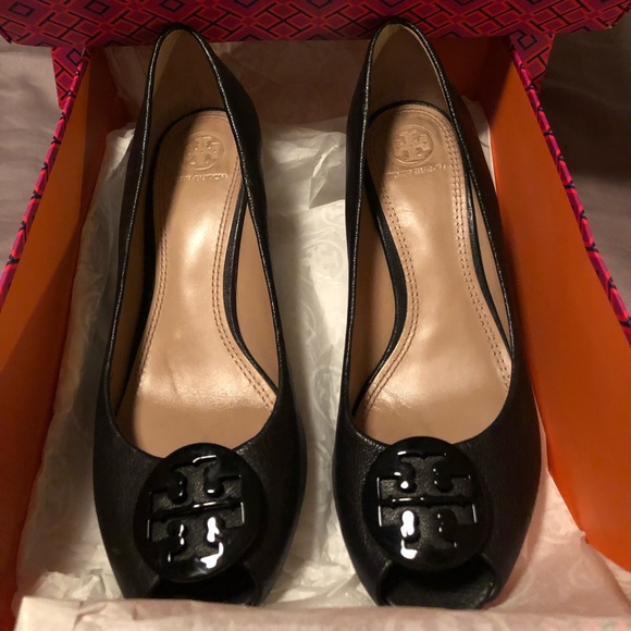 Tory Burch Shoes - Black Tory Burch wedge - gently worn a few times